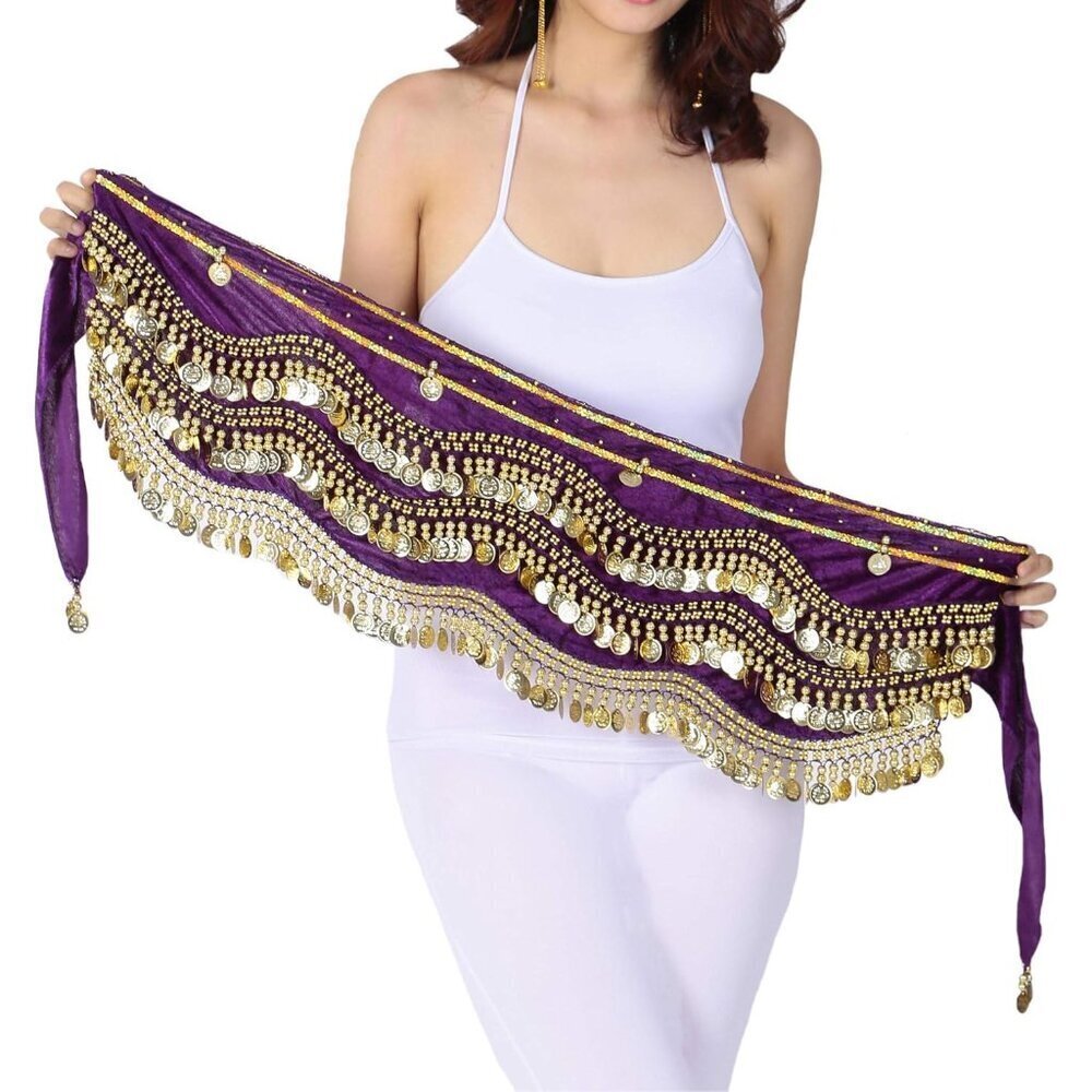 Belly Dance Hip Scarf Coins Tribal Belt Costume Accessory for Women
